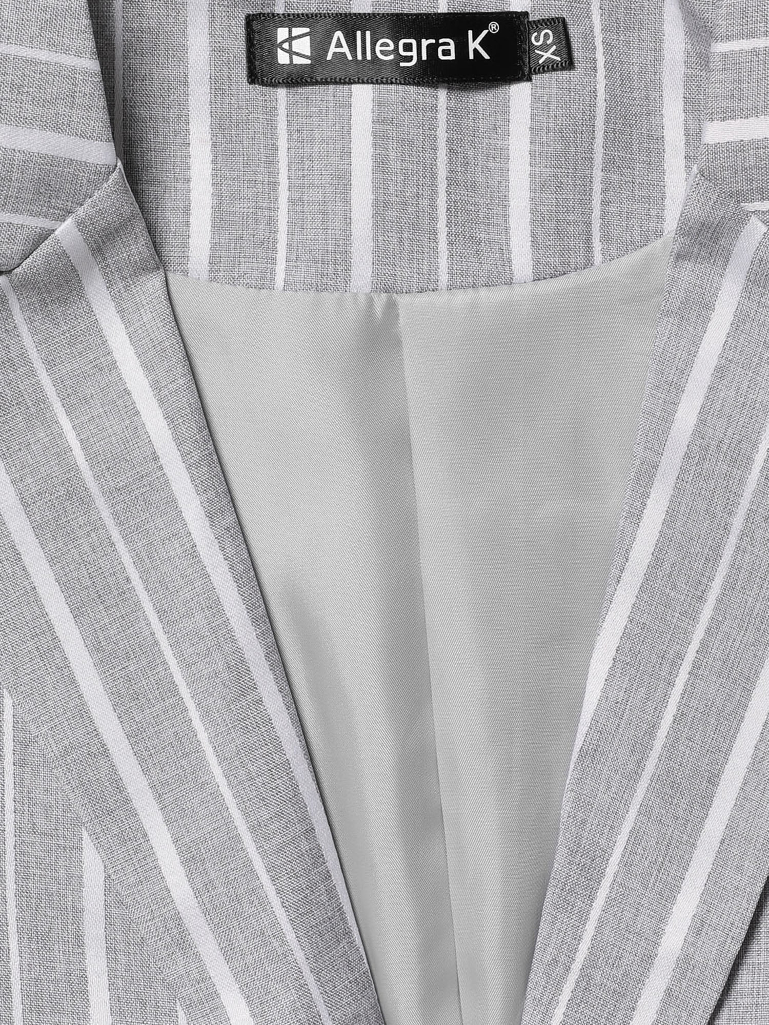DARING DIVA Women's Striped Open Front Notched Lapel Blazer XL Gray
