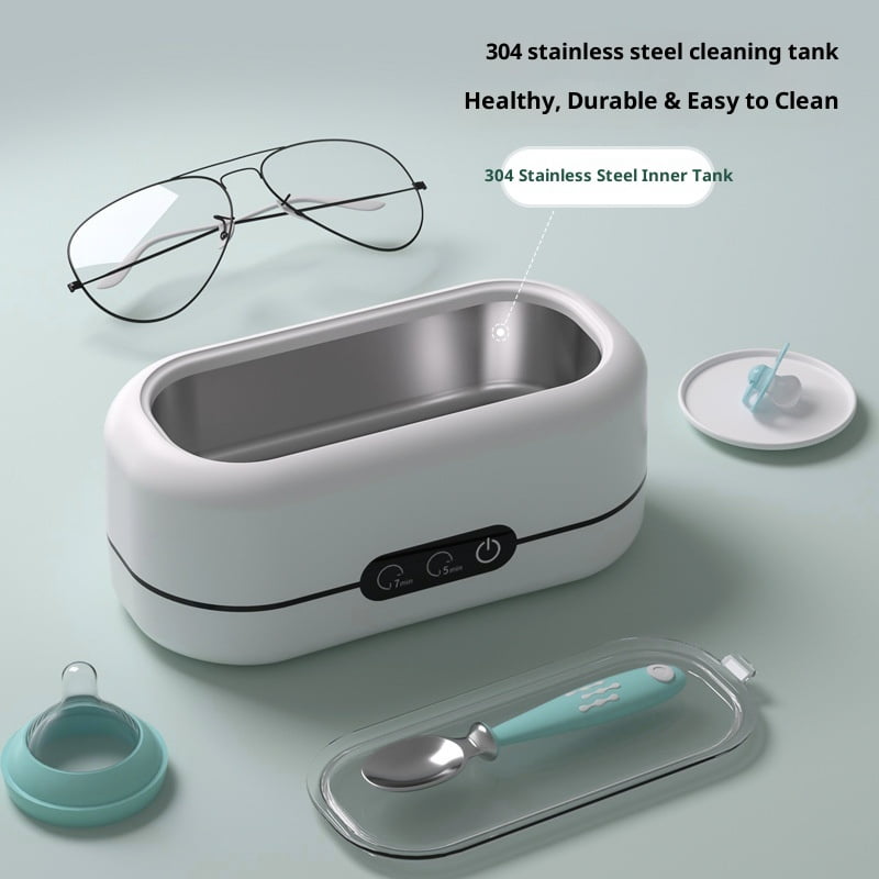 Ultrasonic Jewelry Cleaner, 48KHz Ultrasonic Cleaner Machine for Jewelry, Glasses, Rings, Retainers, Watch Strap, Dentures, 304 Stainless Steel 12.32oz Cleaning Pod
