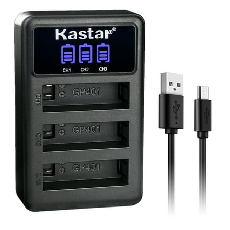 Kastar LCD Triple USB Battery Charger Compatible with Gopro4 Hero4 AHDBT-401 AHBBP-401 Battery HERO4 Black Hero 4 HD Black HERO4 Silver Hero 4 HD Silver Action Sport Camera