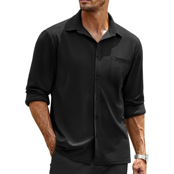 COOFANDY Mens Wrinkle Free Dress Shirts Long Sleeve Slim Fit Button Down Shirt No Tuck Shirts for Men