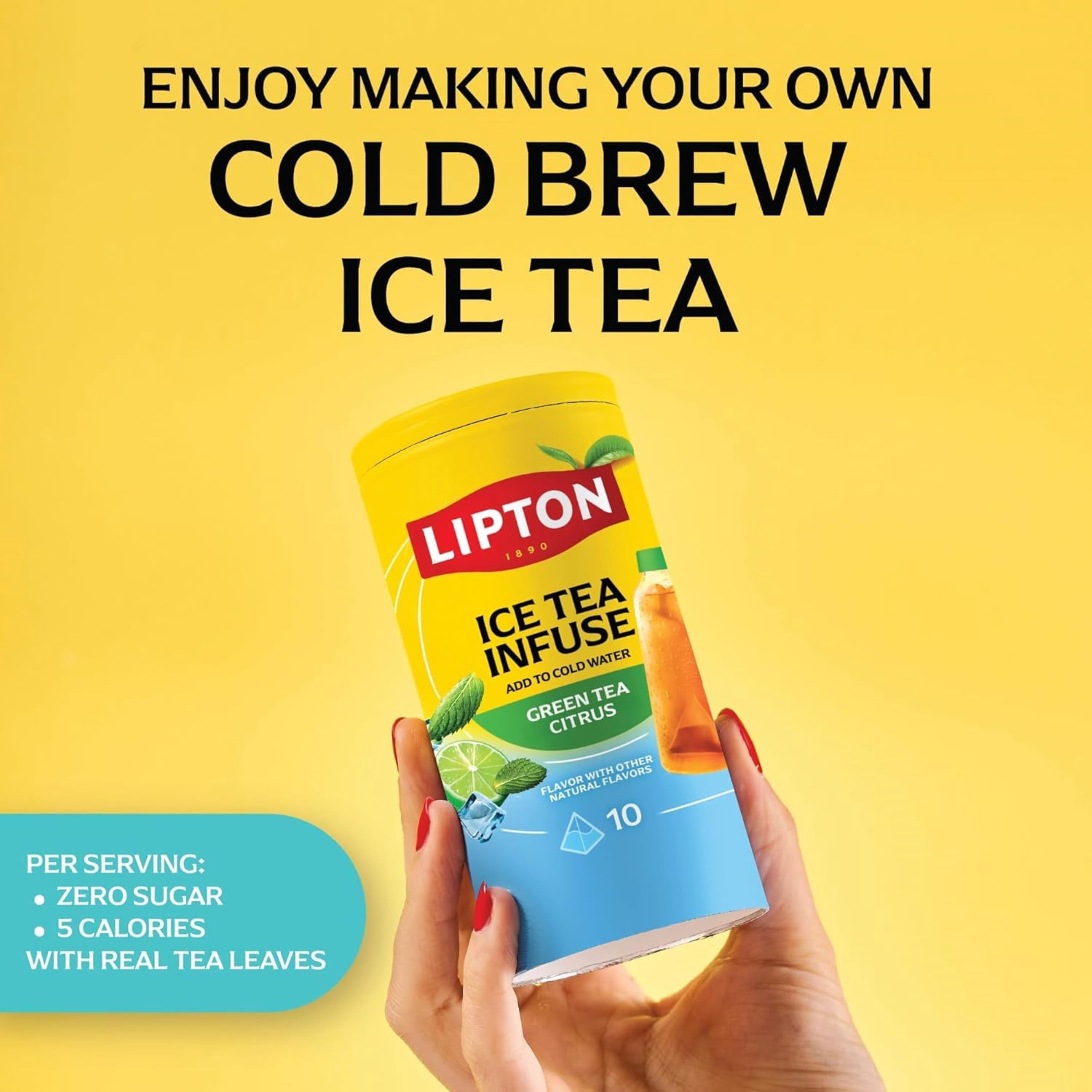 Lipton Ice Tea Infuse Cold Brew Tea Bags Variety Pack, Hibiscus Raspberry, Green Tea Citrus & Black Tea Peach, 30 Total Bags (10 ct Each), No Sugar Added