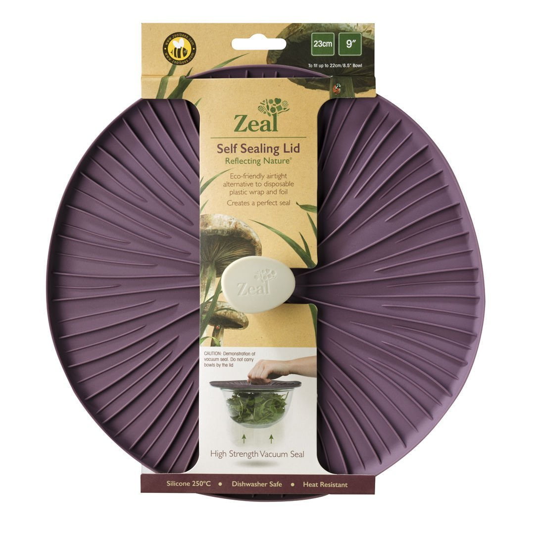 30 x 30 x 5 cm Zeal Reusable Eco-Friendly Mushroom Design Cooking and Storage Airtight Seal Lid Silicone Mauve
