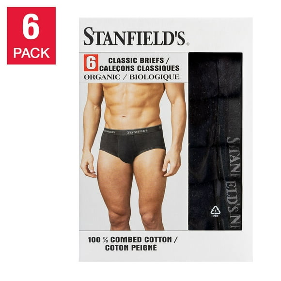 Stanfield’s Men’s Organic Briefs, 6-pack-xx-large-black