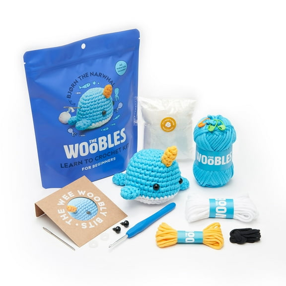 The Woobles Beginner Crochet Amigurumi Kits - Narwhal the Whale