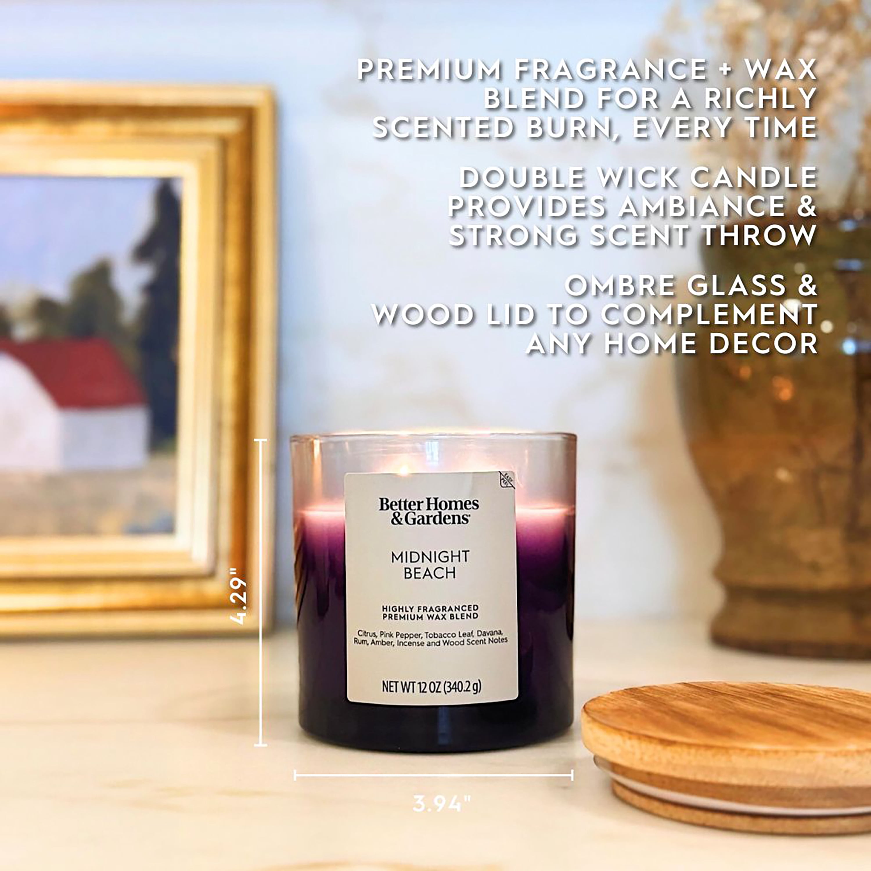 Better Homes & Gardens Midnight Beach Scented 2-Wick Ombre Jar
