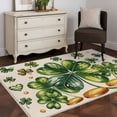 thumbnail image 3 of St Patrick's Day Area Rugs 4'x6', Washable Small Throw Rugs for Office Bathroom, Green Shamrock Leaf Gold Coin Retro Beige Indoor Outdoor Rug Non-Slip Low Pile Carpet Runner Reversible Floor Mats, 3 of 8