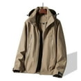 thumbnail image 5 of ZCFZJW Mens Rain Jacket Waterproof with Detachable Hood Trendy Fall Winter Big and Tall Long Sleeve Hiking Coat Lightweight Windbreaker with Pockets Khaki XXL, 5 of 5