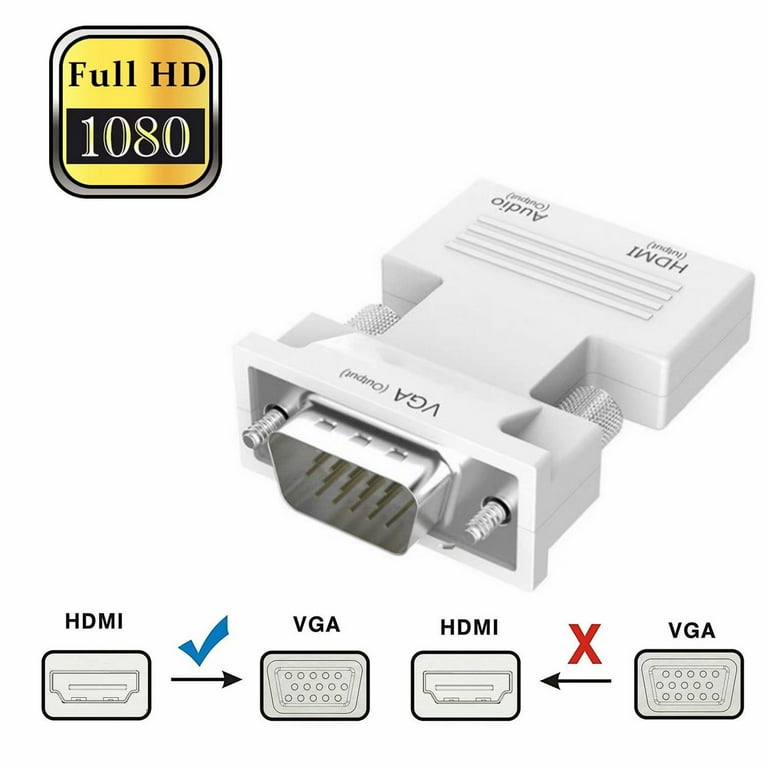 FOINNEX VGA to HDMI Cable with Audio, 1080P VGA to HDMI Adapter Cable VGA  Computer/Laptop to HDMI Monitor/TV, VGA Male to HDMI Male Converter Cord  for