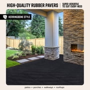 GroundSmart 16 x 16 x 5/8 Gray SmartLoc Herringbone Floor Tile Rubber Patio Paver, 9 Pack