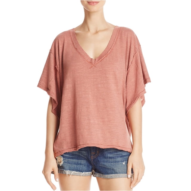 Free People Playera básica Batwing para mujer, marrón, pequeña Free People Camiseta básica
