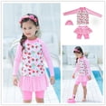 thumbnail image 1 of Traje de baño infantil con protección solar, bonito traje de surf de aguas termales de tres piezas para bebés y estudiantes, de manga larga, dividido, para niños pequeños, medianos y grandes, 1 of 6