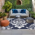 thumbnail image 2 of Navy Blue Boho Outdoor Rug for Patio/Deck/Porch, Non-Slip Large Area Rug 6 x 9 Ft, Vintage Classic Bohemia Flower Textured Indoor Outdoor Rugs Washable Area Rugs, Reversible Camping Rug Carpet Runner, 2 of 8