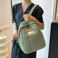 thumbnail image 3 of WANDF Cotton filled Backpack for Women Lightweight Casual Quilted Daypack Vintage Winter Style Bookbag for College, High School, Work, Travel, Green, 3 of 9