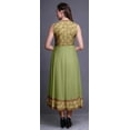 thumbnail image 4 of Bimba Olive Green4 Leaves Printed Women Designer Mandarin Collar Anarkali Dress Indian Ethnic Kurta Large, 4 of 6