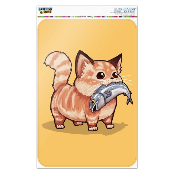 Kawaii Cute Cat with Fish in Mouth Home Business Office Sign