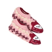 Joyspun Women's Knit Double Cuff Slipper Socks, 1-Pack, Size 4-10