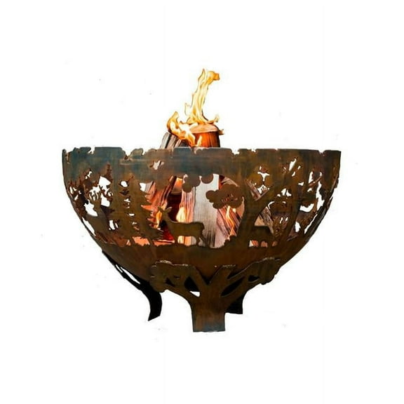 Wildlife Fire Bowl, Rust Metal - Large