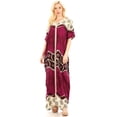 thumbnail image 5 of Sakkas Sabra Womens Long Casual Cover-up Tunic Kaftan V neck Dress - Fuchsia - Large, 5 of 5