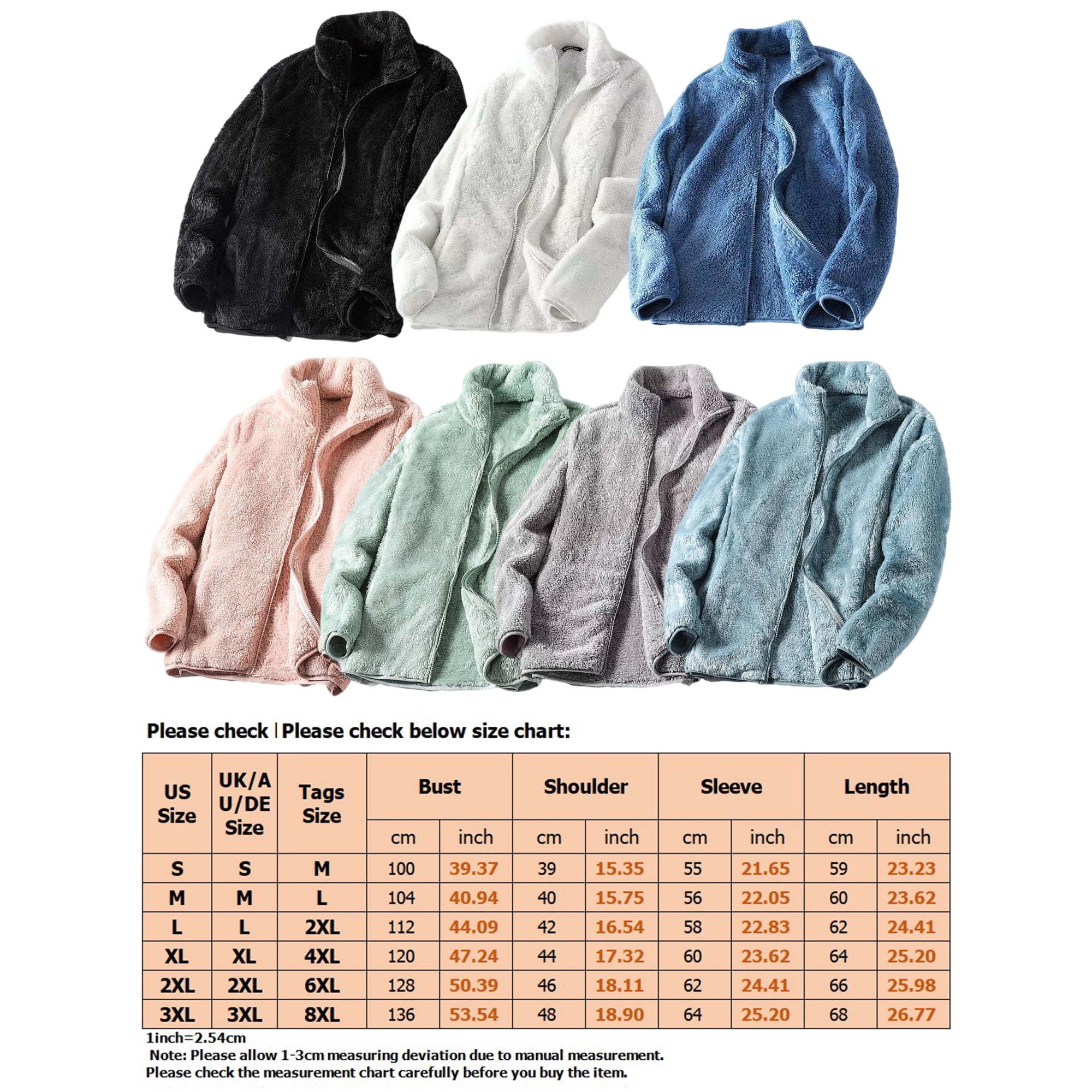 Innerwin Sherpa Jackets Long Sleeve Women Coat Work Fleece Casual Fuzzy Jacket Light Blue 3XL Walmart