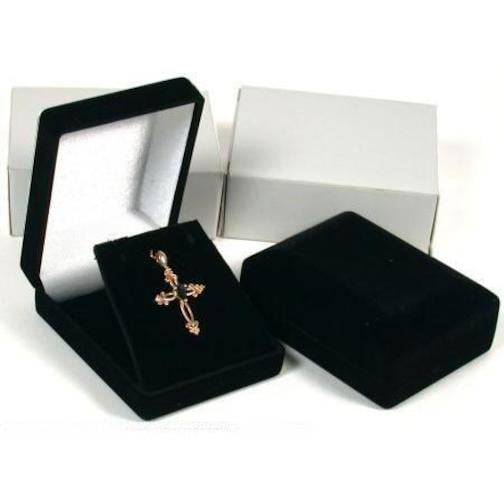 5 Black Elegant Flocked Velour Necklace Pendant Gift Boxes Jewelry Displays and Boxes