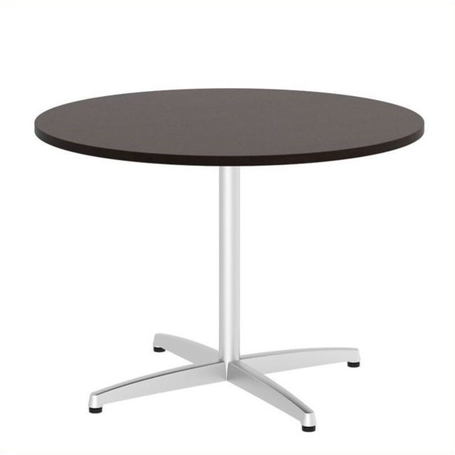 Bush Business Furniture Round Conference Table with Metal X Base in Mocha Cherry
