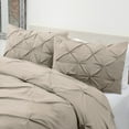 thumbnail image 5 of Nestl 3 Piece Pinch Pleated Pintuck Duvet Cover Set with Shams, Soft Microfiber,Button Closure Bedding Set, Queen - Taupe, 5 of 9