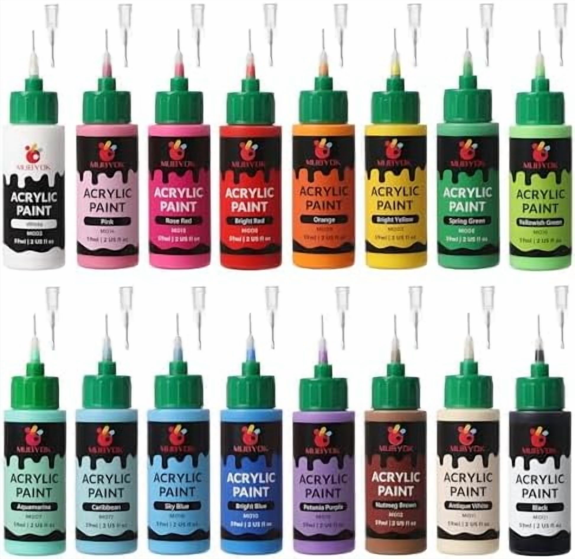 2oz Matte Acrylic Paint Set with Precision Applicator Cap for Car Freshie Painting, Drawing and DIY Arts & Crafts Supplies for Adults(Pack of 16)