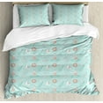 thumbnail image 1 of Sailboat King Size Duvet Cover Set, Dashed Trace Font Connects Nautical Elements Anchor and Compass, Decorative 3 Piece Bedding Set with 2 Pillow Shams, Almond Green and Burnt Sienna, by Ambesonne, 1 of 3