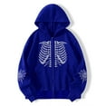 thumbnail image 5 of XIAOCHA Womens Rhinestone Skeleton Print Hoodie Oversized Long Sleeve Hooded Zip Up Jacket Soft Gothic Street Hoodies, 5 of 7
