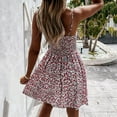 thumbnail image 4 of Fesfesfes Spring Sling Dress for Women Floral Print Boho Dress V Neck Sleeveless Beach Dress Knee Length Vacation Sun Dress, 4 of 8