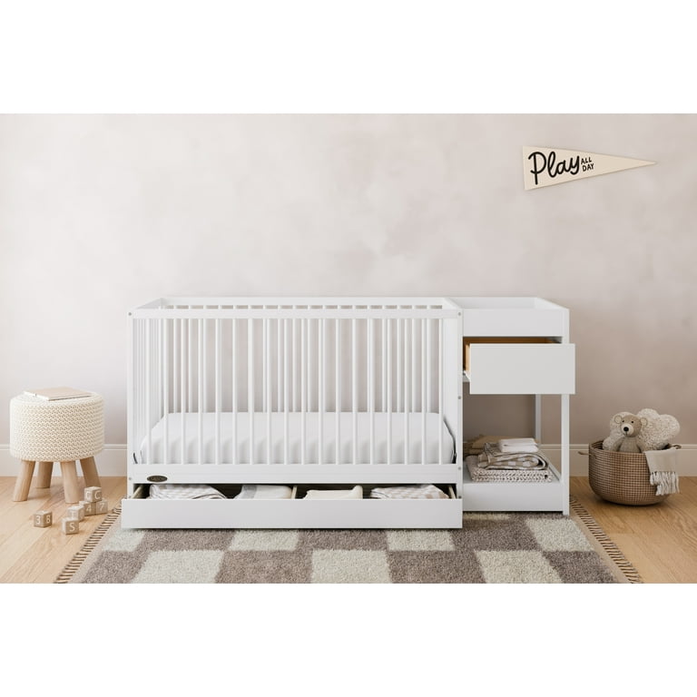 Graco Teddi 5-in-1 Convertible Crib and Changer with Drawer, White