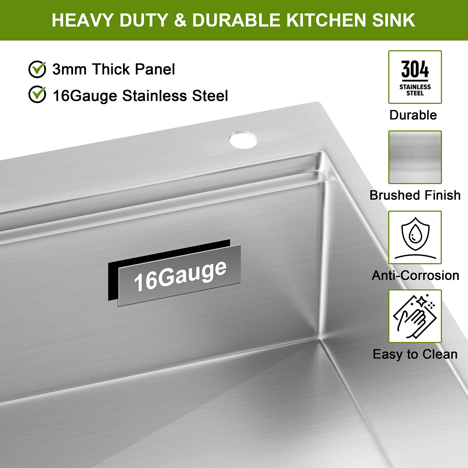 Vesteel Workstation Kitchen Sink, 33 x 22 Drop In Stainless Steel Single Bowl Sink Basin, Topmount Sink include 4 Sink Accessories