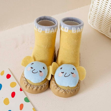 

〖Yilirongyumm〗 Baby Shoes Autumn And Winter Comfortable Baby Toddler Shoes Cute Cartoon Pattern Animal Calf Elephant Children Cotton Warm Breathable Floor