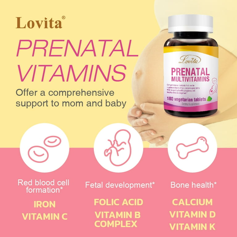 Prenatal Vitamins for Women with Iron, Vitamin D, Calcium & More, Supports  Healthy Pregnancy & Baby Development - Maintains Red Blood Cells & Nervous