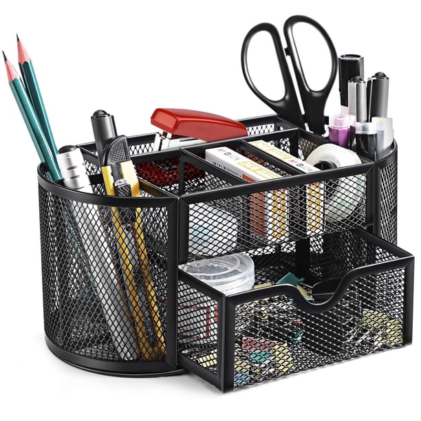 Accesorios Oficina Orden Organizador De Escritorio Con Cajón - 6 Compartimentos Para Bolígrafos, Grapadoras Y Material De Oficina 6 Compartimentos Clasificación