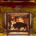 thumbnail image 7 of Rustic American Icon Majestic Bison Buffalo 3 Panel Fireplace Screen Metal Mesh, 7 of 7