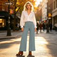 thumbnail image 6 of Wide Leg Palazzo Pants for Women Elastic Waist Summer Work Trousers Straight Leg Dressy Pants with Pockets Teacher Outfits S, 6 of 6