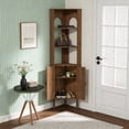 thumbnail image 2 of 72.3'' Tall Corner Cabinet with Doors & Shelves for Living Room, Bathroom, Kitchen, Walnut, 2 of 8