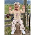 thumbnail image 5 of Svuitmsl Western Newborn Baby Girl Cowgirl Outfit Spring Fall Winter Clothes Letter Boots Print Long Sleeves Romper and Elastic Flared Pants Headband Set, 5 of 8