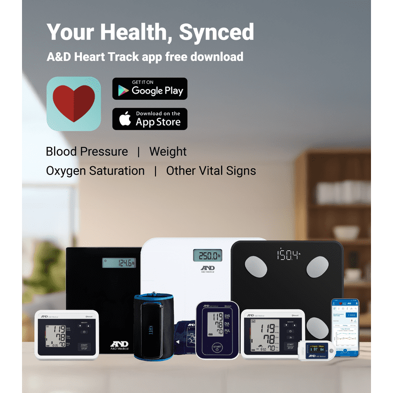 A&D Medical Premium+ Wireless Wide Base Weight Scale, Bluetooth