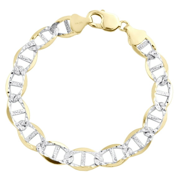 10K Yellow Gold 10.75mm Diamond Cut Solid Anchor Mariner Link Bracelet 9 Inch