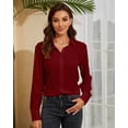 thumbnail image 4 of SPRING SEAON Womens Button Down Shirt Long Sleeve Classic Collared Tops Work Office Casual Chiffon Blouse, 4 of 5