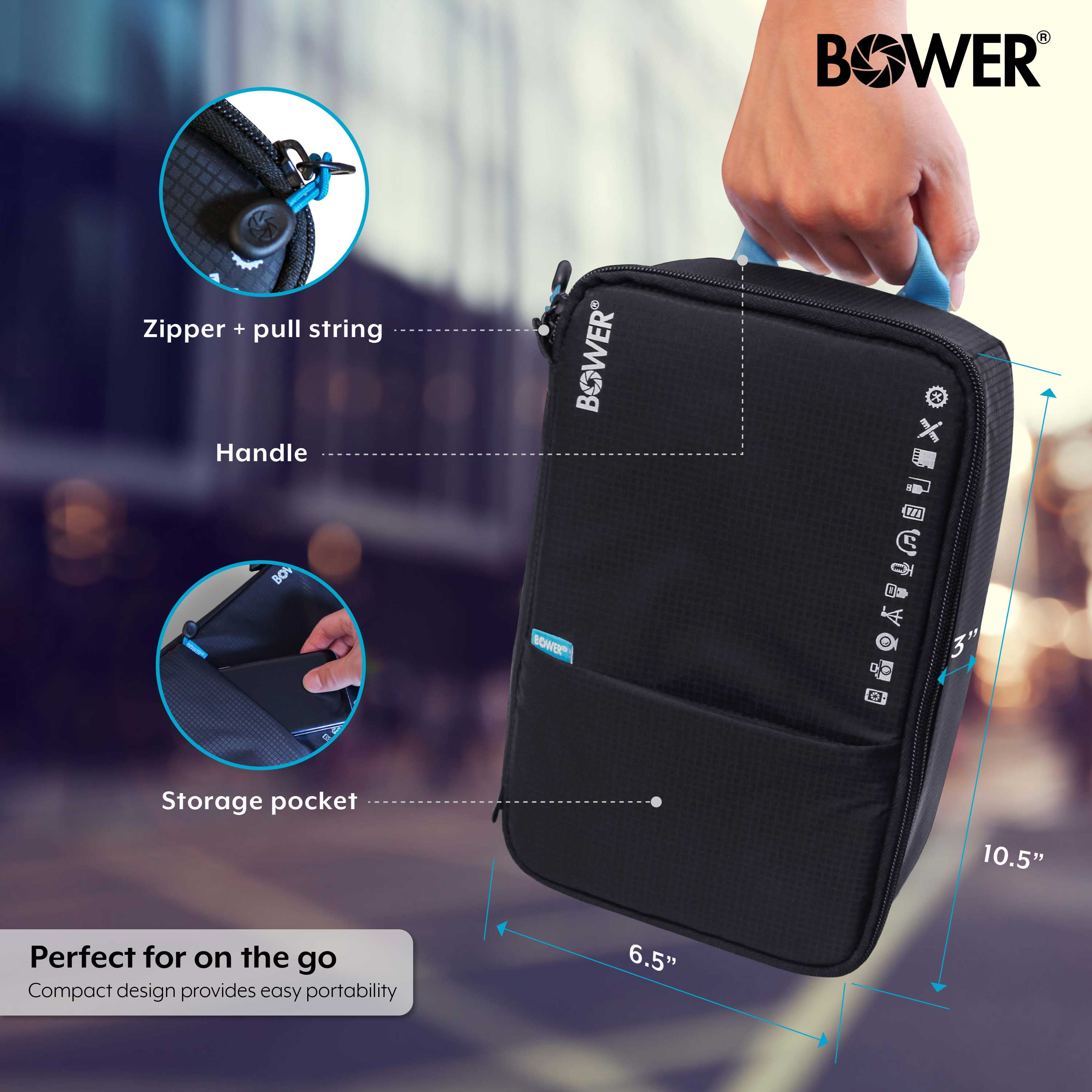 Bower Versatile Vlogger Gear Bag and Organizer, Black