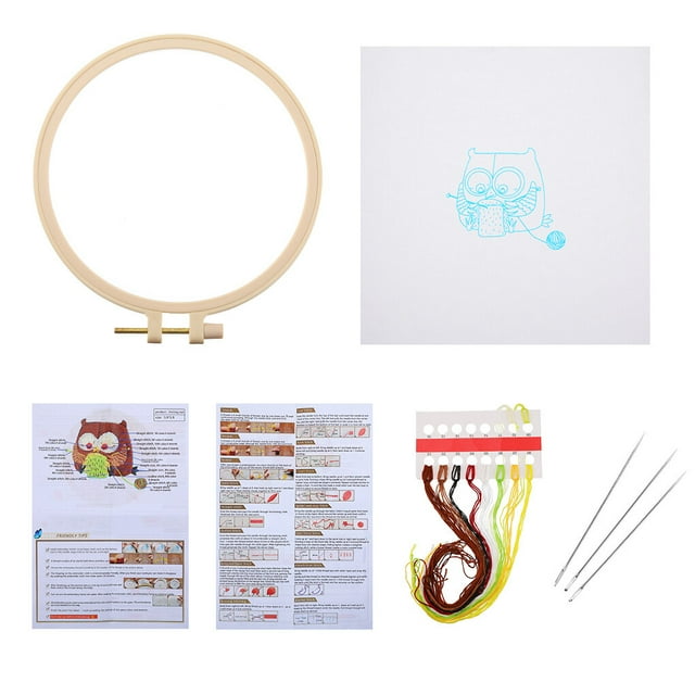 ziyahi Embroidery Thread Kit DIY Crossed Stitch Set Animal Type Starter Sewing Frame Tools, Type 1 No.01