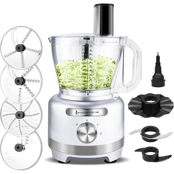 16 Cup Food Processor, 9-in-1 Vegetable Chopper with 7 Blades for Shredding, Slicing, French Fry, Meat Grinding, Dough Kneading, 3 Speeds, Dishwasher Safe (Silver)