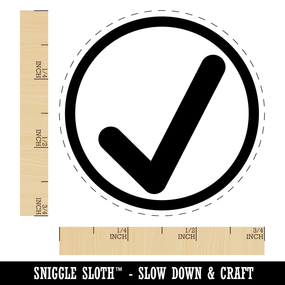 Check Mark in Circle Completed Self-Inking Rubber Stamp Ink Stamper - Black Ink - Small 3/4 Inch