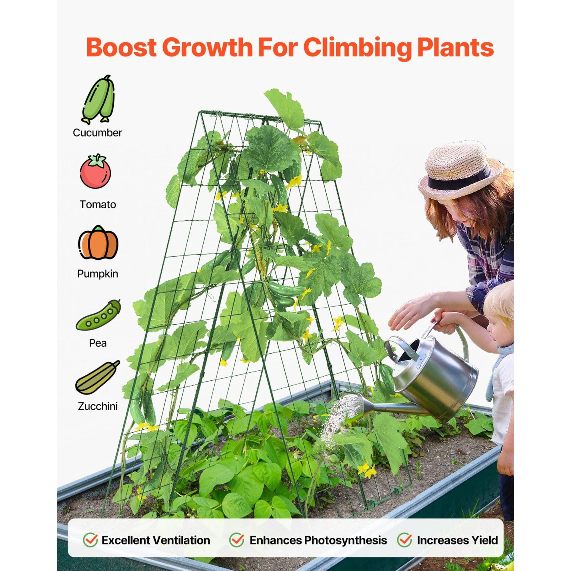 46" Foldable A-Frame Cucumber Trellis, Metal Garden Climbing Plant Support for Raised Beds, Tomatoes, Squash, and Vegetables