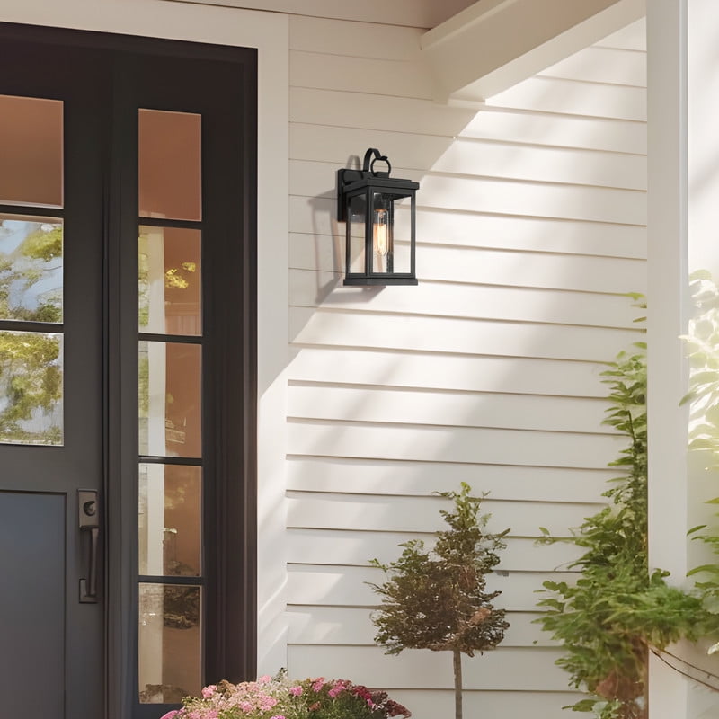 LNC Modern Outdoor Wall Lantern, Black Finish with Clear Glass, Wet Rated, 12.2" H