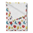 thumbnail image 2 of Emoticon Soft Flannel Fleece Throw Blanket, Hipster Pop Art Theme 90s Fashion Comic Book Lollipop Shoes Lips Roses, Cozy Plush for Indoor and Outdoor Use, 70" x 90", Yellow Red Blue, by Ambesonne, 2 of 5