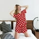 thumbnail image 5 of Balery Red Polka Dot Conjunto de Pijama para Mujer con Estampado, Dos Piezas de Manga Corta y Shorts, Ropa de Dormir Suave con Cuello Redondo y Bolsillos-Medium, 5 of 6